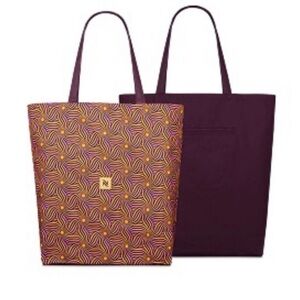 Nespresso Festive Tote Bag Purple and Gold Patterned